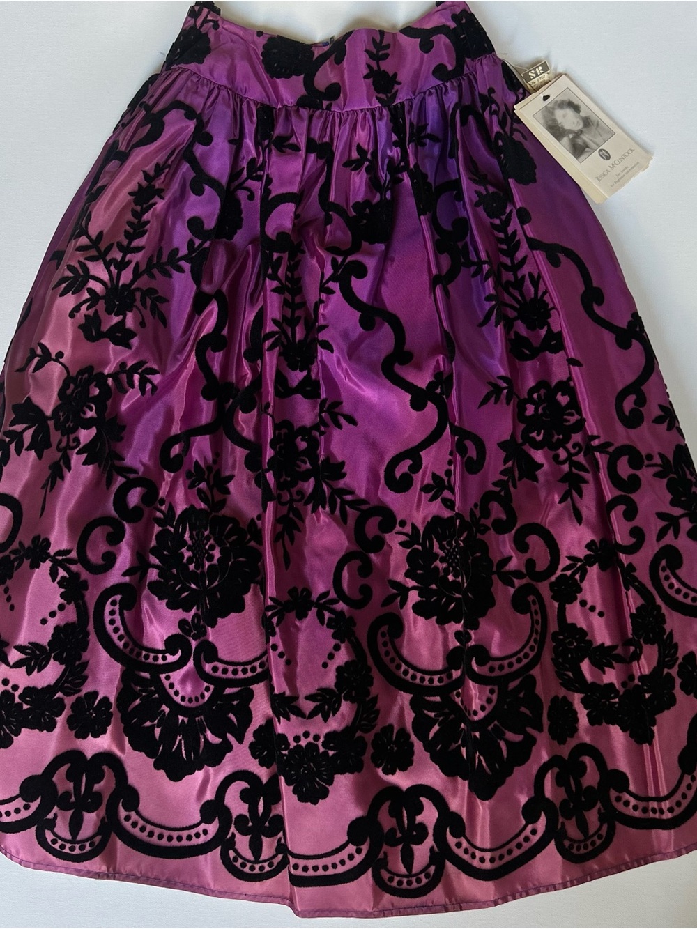 Vintage 80s Jessica McClintock Deadstock Magenta/Purple Skirt with Brocade